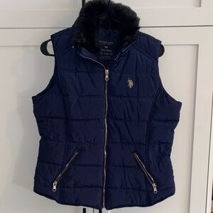 U.S. Polo Assn. Puffer Vest with Black Fur Collar